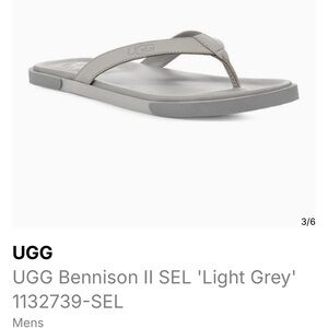 NWT UGG Bennison II SEL 'Light Grey' 1132739-SEL Men’s 8, Women’s 10 Flip Flops